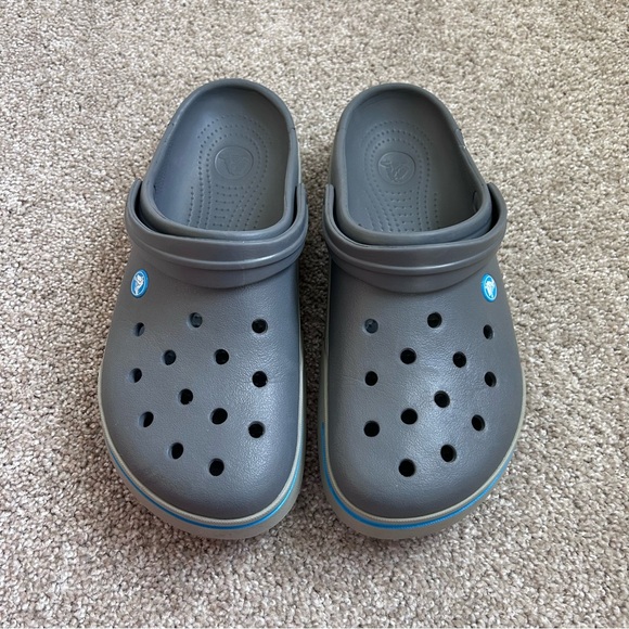 Crocs Crocband Clogs Mens Size 11 Dark Grey Blue Sporty Comfort Sandals Shoes - Picture 7 of 10